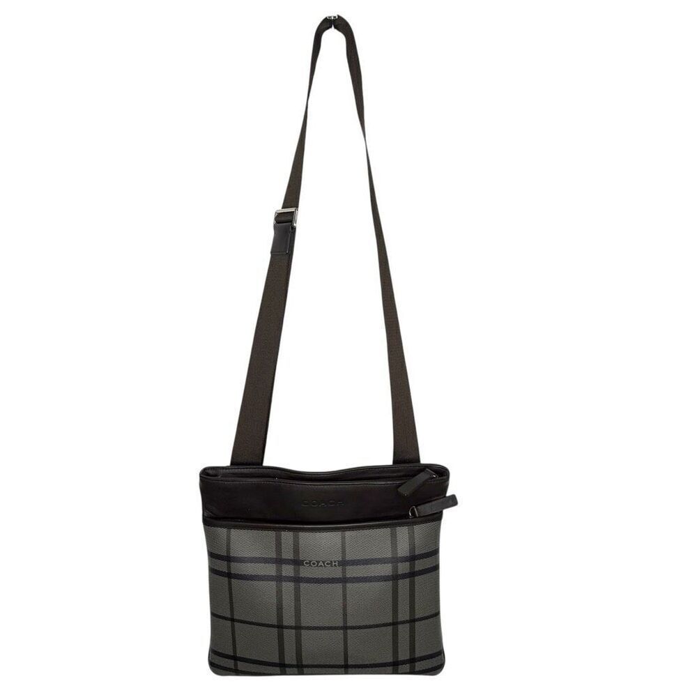 Coach Plaid Trans Atlantic Leather Messenger Bag F70751 Leather Trim, Crossbody, - Picture 4 of 13